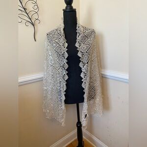 JCPenney Ivory Cream Lace Scarf with Intricate Design